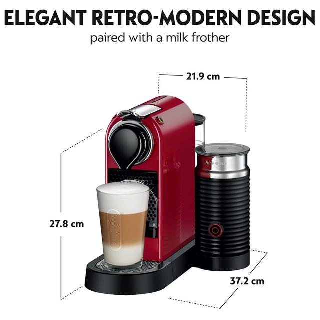 ماكينة قهوة سيتيز أند ميلك 1260 وات أحمر نسبريسو NESPRESSO CitiZ & Milk Coffee Machine - SW1hZ2U6OTQzNzM4