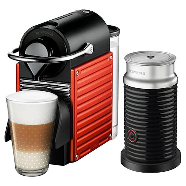 ماكينة قهوة بيكسي مع خافق حليب 0.7لتر أحمر نسبريسو NESPRESSO Pixie Bundle Coffee Machine - SW1hZ2U6OTQzNTY2