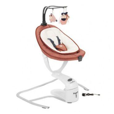 كرسي هزاز للأطفال كهربائي دوار 5 سرعات بني بيبي موف Electric Comfort Swoon Motion Swing - Terracotta - Babymoov