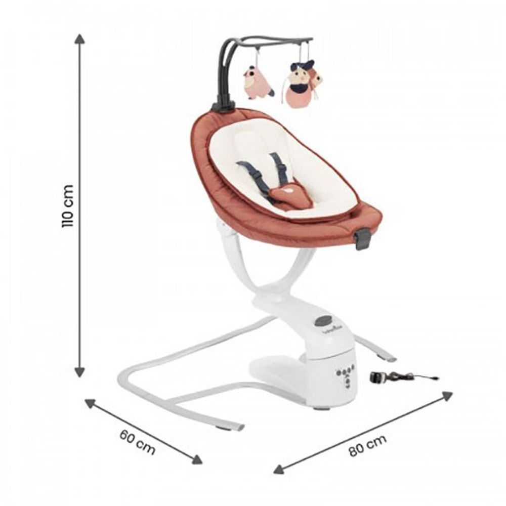 كرسي هزاز للأطفال كهربائي دوار 5 سرعات بني بيبي موف Electric Comfort Swoon Motion Swing - Terracotta - Babymoov