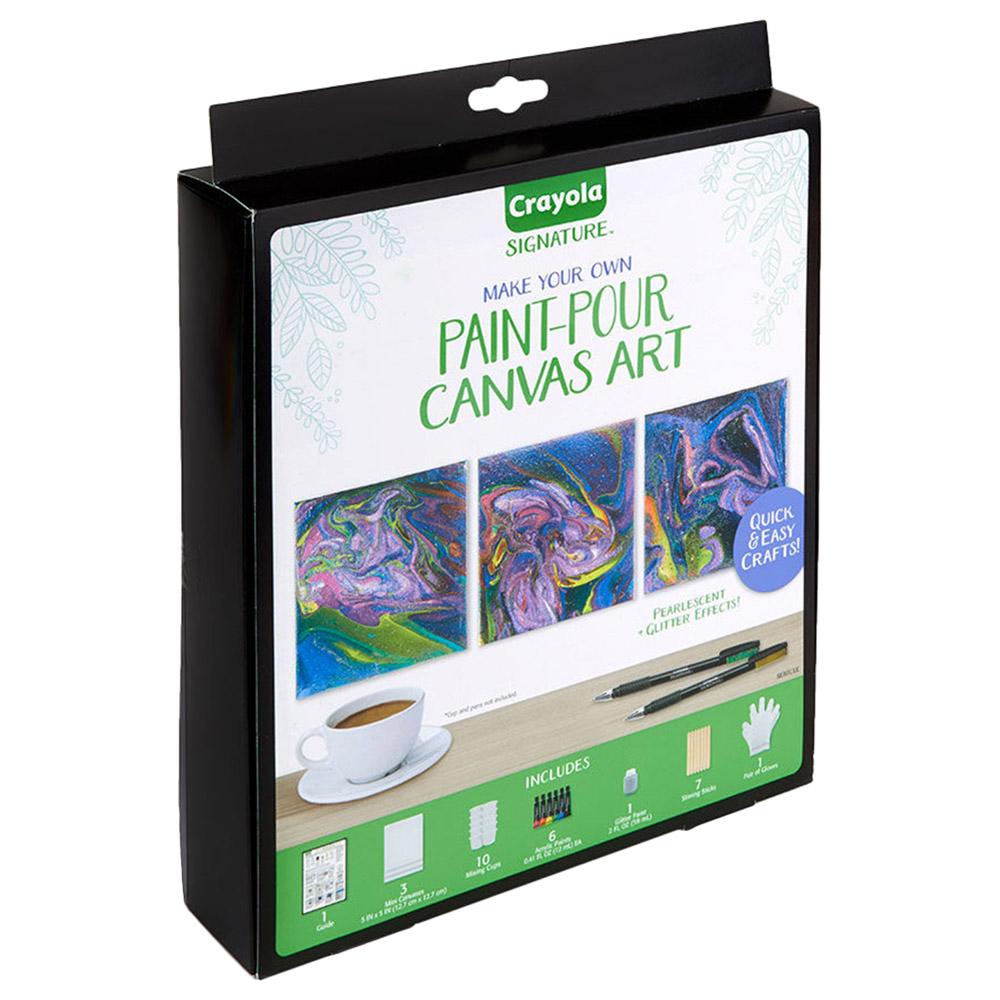 لعبة الرسم بسكب الطلاء من كرايولا للأطفال Crayola Signature Paint Pour Mini Canvas Craft Kit