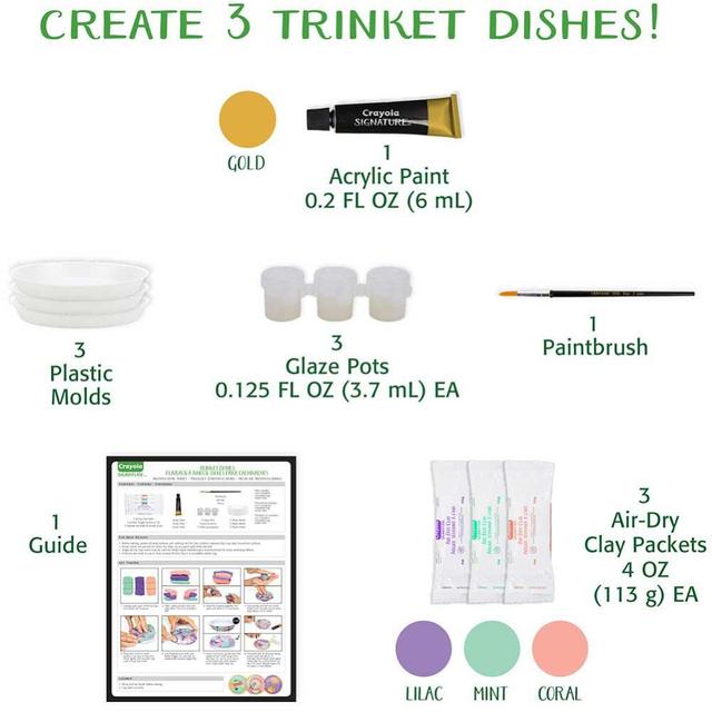 مجموعة صنع الأطباق الملونة من كرايولا Crayola  Signature Make Your Own Trinket Dishes - SW1hZ2U6OTIwNjAw