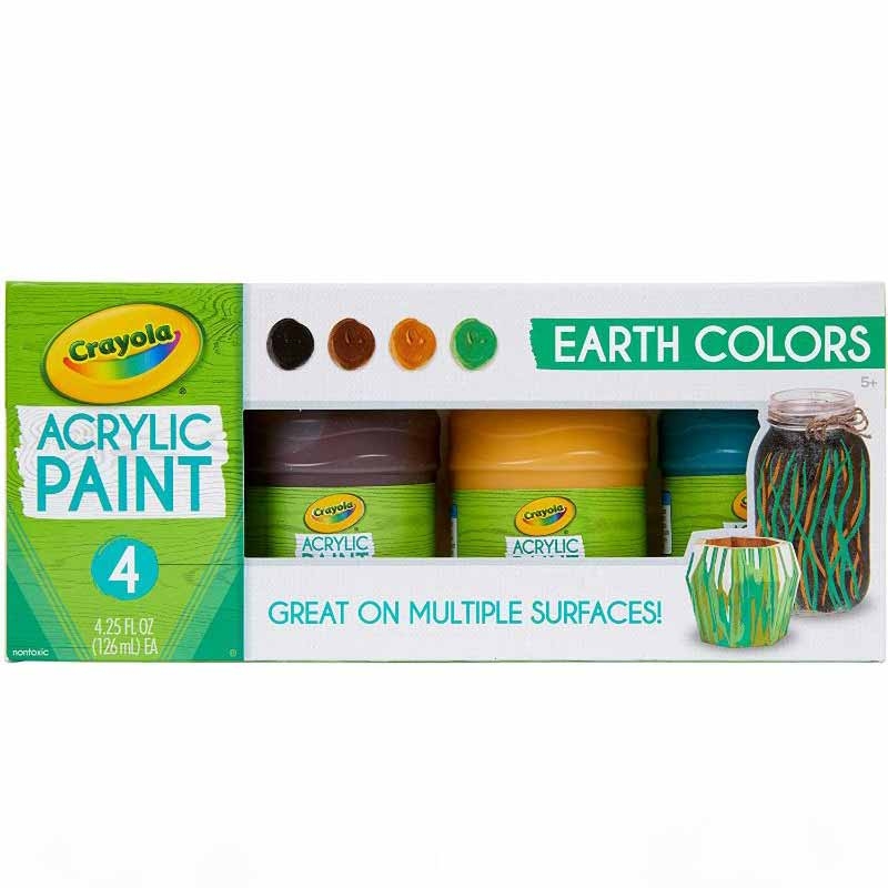 دهان أكريليك بألوان الأرض من كرايولا للأطفال 4 قطع Crayola Multi-Surface Acrylic Earth Colors