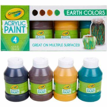 دهان أكريليك بألوان الأرض من كرايولا للأطفال 4 قطع Crayola Multi-Surface Acrylic Earth Colors