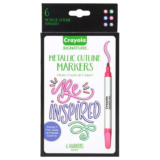 اقلام فلوماستر الوان معدنية من كرايولا Crayola Signature Metallic Outline Paint Markers - 6pcs - SW1hZ2U6OTIwMTcy
