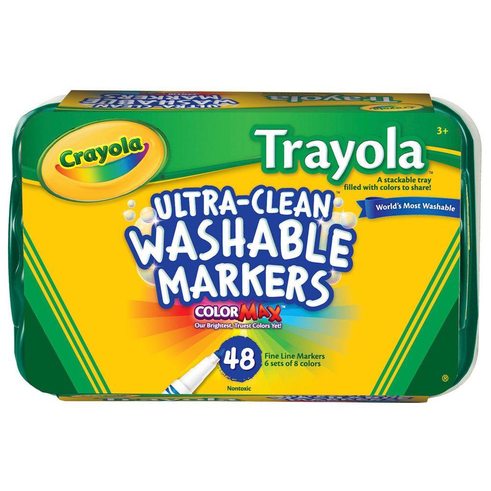 أقلام تلوين ترايولا الترا كلين القابلة للغسل من كرايولا 48 قطعة Crayola Trayola Ultra Clean Washable Markers 48pcs