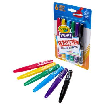 أقلام تلوين قابلة للمحي بروجكت من كرايولا للأطفال 6 قطع Crayola  Project Erasable Poster Markers 6pcs