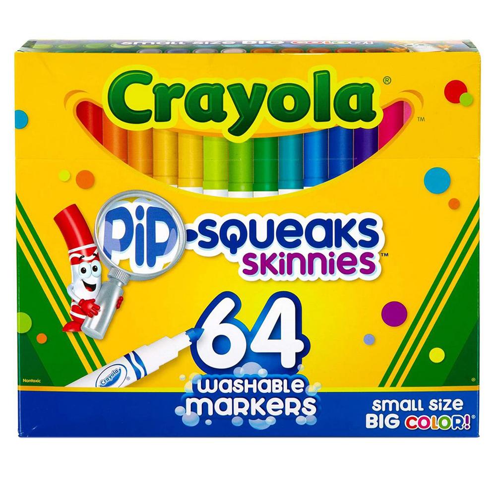 أقلام التلوين القابلة للغسل بيب سكويكس للأطفال من كرايولا 64 قطعة Crayola 64 Ct Washable Pip Squeaks Skinnies Markers