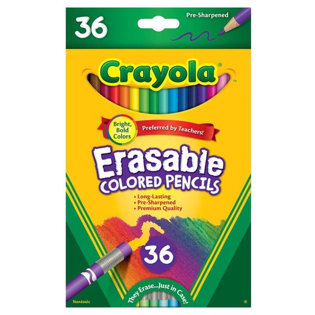 أقلام التلوين الخشبية القابلة للمحي للأطفال من كرايولا 36 قطعة Crayola Erasable Colored Pencils Pack of 36 - SW1hZ2U6OTIwNDI2