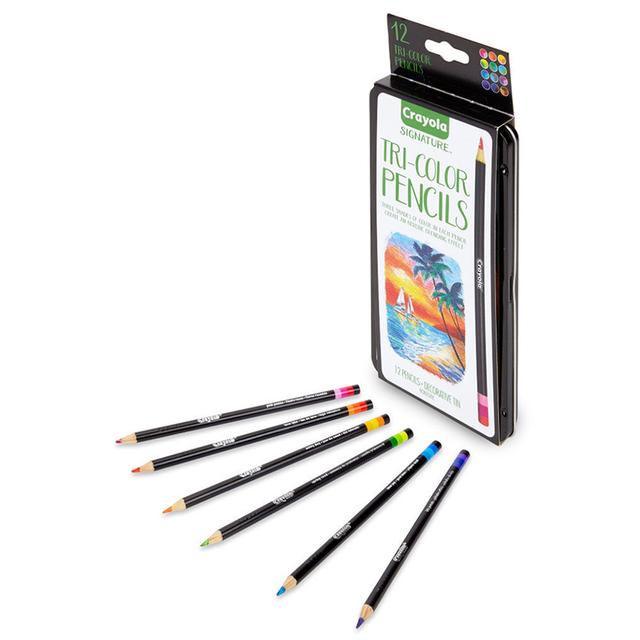 أقلام تلوين خشبيه ثلاثية اللون 12 قطعة من كرايولا مع علبة مزخرفة Crayola tri shade colored pencils with Decorative tin 12 pcs - SW1hZ2U6OTIwNjIx