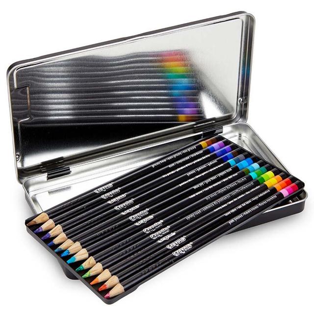 أقلام تلوين خشبيه ثلاثية اللون 12 قطعة من كرايولا مع علبة مزخرفة Crayola tri shade colored pencils with Decorative tin 12 pcs - SW1hZ2U6OTIwNjIz
