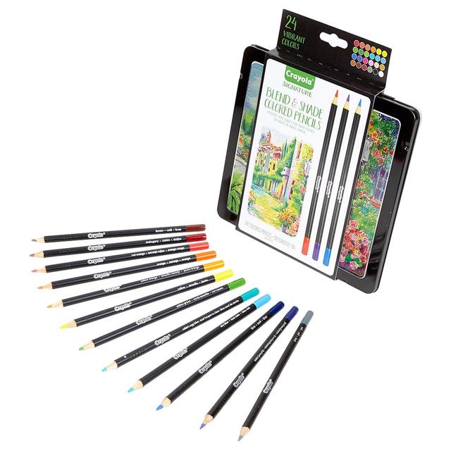 أقلام التلوين الخشبية بليند آند شايد من كرايولا 24 قطعة  Crayola Signature Blend & Shade Colored Pencils 24pcs - SW1hZ2U6OTIwNjk2