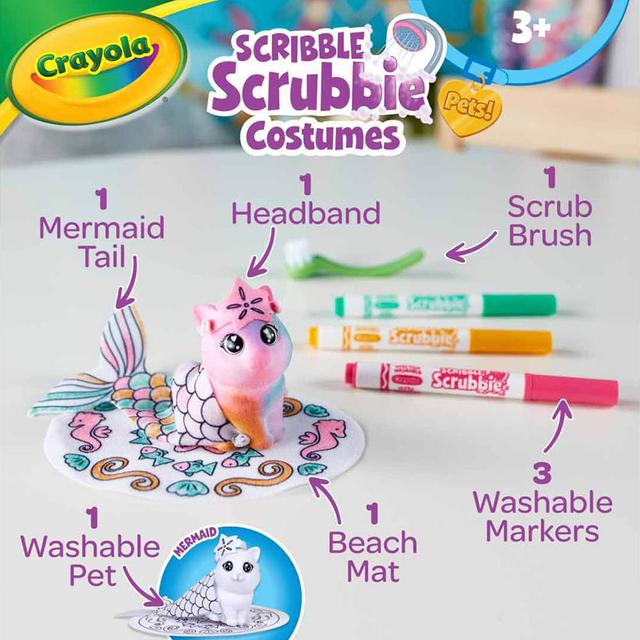 لعبة مجموعة حورية البحر للحيوانات الأليفة سكريبل سكرابي للأطفال من كرايولا Crayola Scribble Scrubbie Pets Mermaid Playset - SW1hZ2U6OTIwMzUx