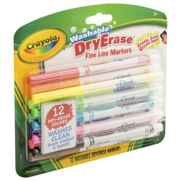 أقلام تلوين قابلة للغسل فاين لاين من كرايولا 12 قطعة للأطفال Crayola Dry Erase Fine Line Washable Markers 12pcs