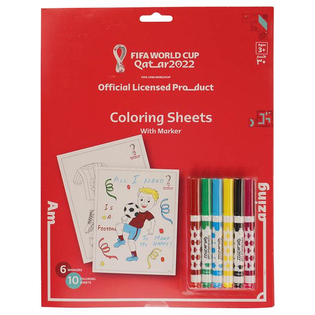 ورق تلوين للاطفال 10 اوراق فيفا Fifa World Cup Qatar 2022 Football Colouring Sheets with Markers - SW1hZ2U6OTIxNDAx