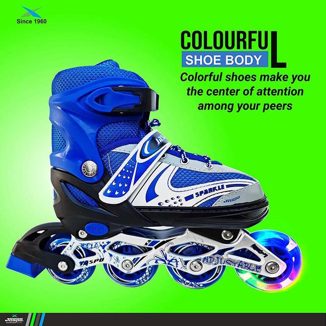 حذاء تزلج للاطفال مقاس (M) جاسبو - أزرق Jaspo Skates Shoes Sparkle Inline Skates - SW1hZ2U6OTIzNDk2