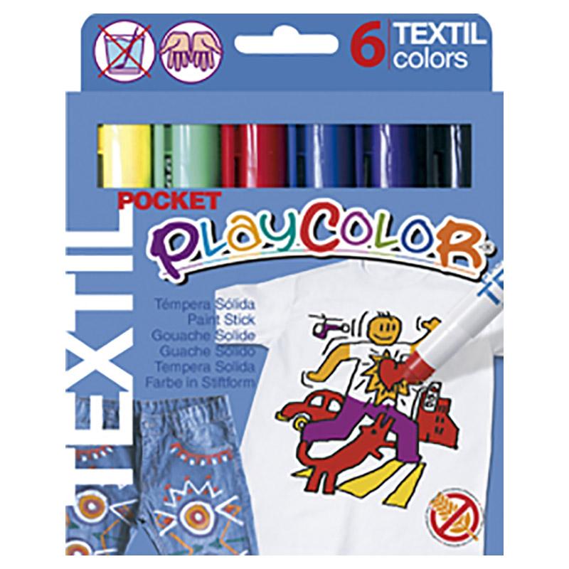 مجموعة ألوان للأطفال عدد 6 بلاي كلر Playcolor Textil Pocket Colours