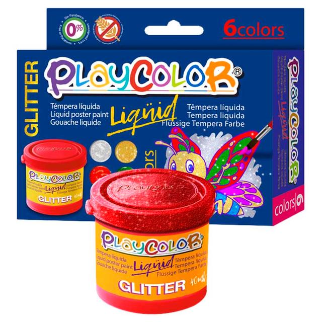 ألوان مائية للأطفال 40 مل بلاي كلر Playcolor Liquid Glitter Colour - SW1hZ2U6OTI0MjM3