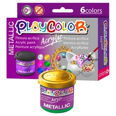 ألوان اكريليك للأطفال 40 مل بلاي كلر Playcolor Acrylic Metallic Colour