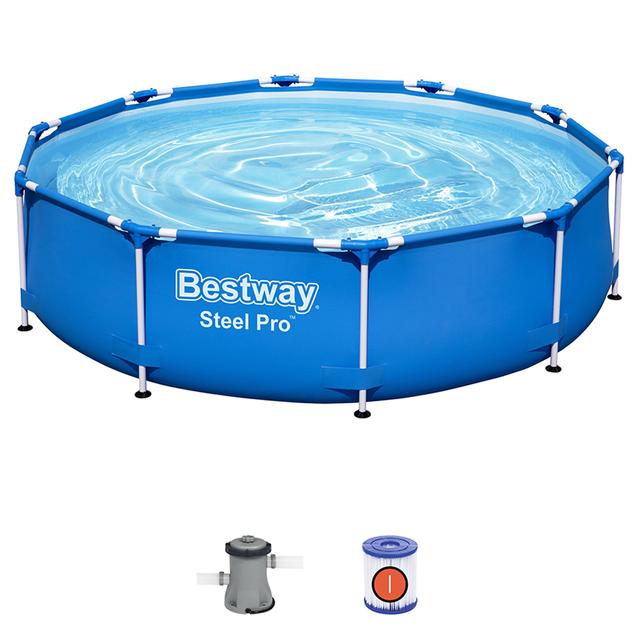 مسبح بيست واي الكبار Bestway Steel Pro Pool Round Pool Set 305x76cm - SW1hZ2U6OTE1Nzcw