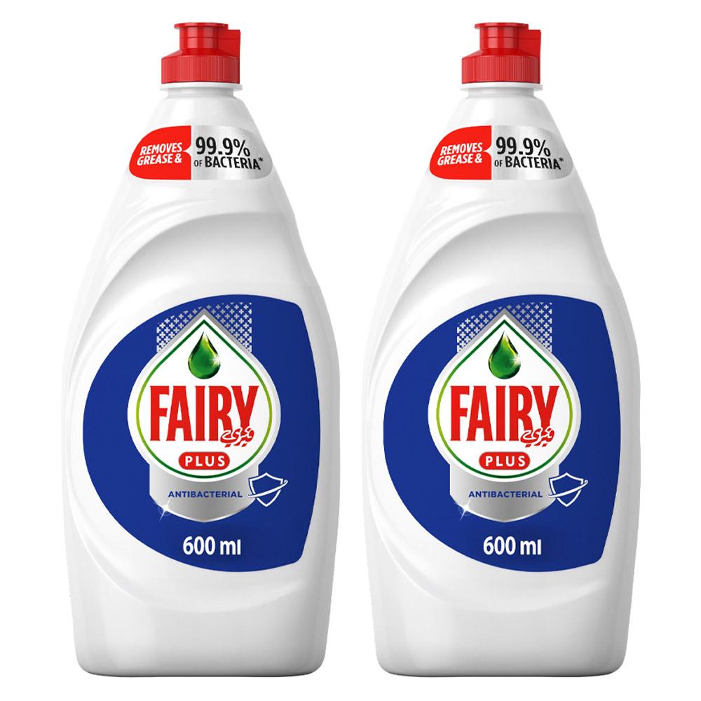 سائل غسيل أطباق فيري قطعتين Fairy Plus Antibacterial Dishwashing Liquid Soap 2 x 600ml