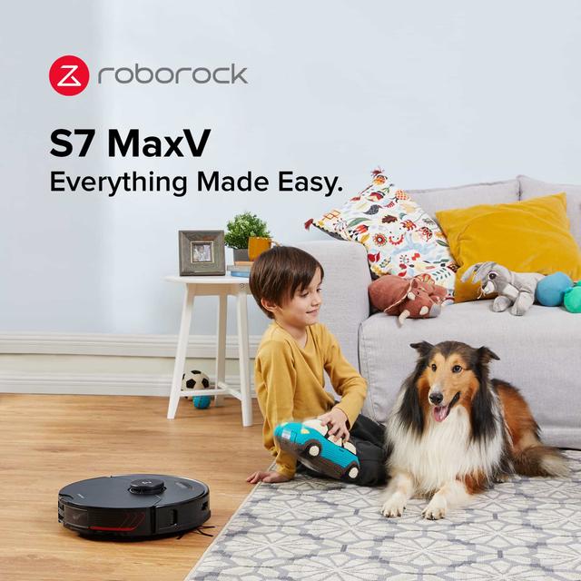Roborock S7 MaxV Robot Vacuum & Mop (5100Pa, 3D AI Obstacle Avoidance, Sonic Vibration Mopping System, Carpet Detection, 180min Run Time, 400ml Dust / 200ml Water Tank, App/Voice Control) - SW1hZ2U6OTU4OTEy