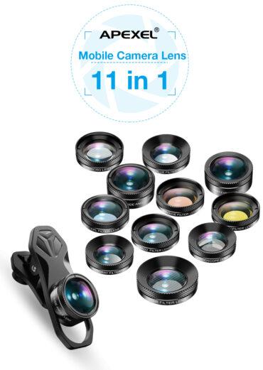 مجموعة عدسات جوال للتصوير أبيكسيل Apexel 11 in 1 Phone Camera Optical Filter Lens Kits