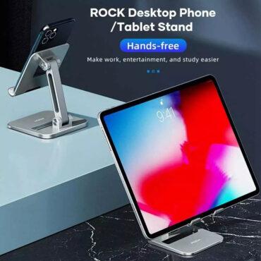 ستاند جوال مكتبي قابل للطي والدوران 360 درجة Rock Metal Rotating Foldable Desktop Holder