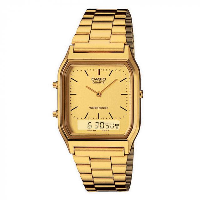 ساعة كاسيو ذهبي معدن للجنسين CASIO Vintage Unisex Watch AQ-230GA-9DMQ - SW1hZ2U6OTUzMTA1