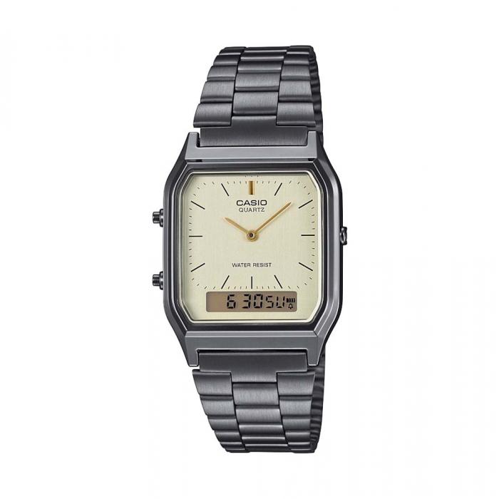 ساعة كاسيو للجنسين معدن أسود CASIO Vintage Unisex Watch AQ-230GG-9ADF