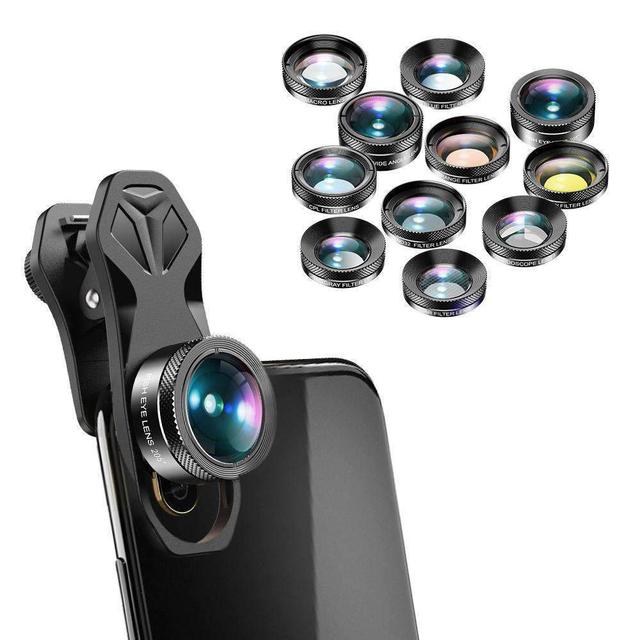 مجموعة عدسات جوال للتصوير أبيكسيل Apexel 11 in 1 Phone Camera Optical Filter Lens Kits - SW1hZ2U6OTU4MjA1