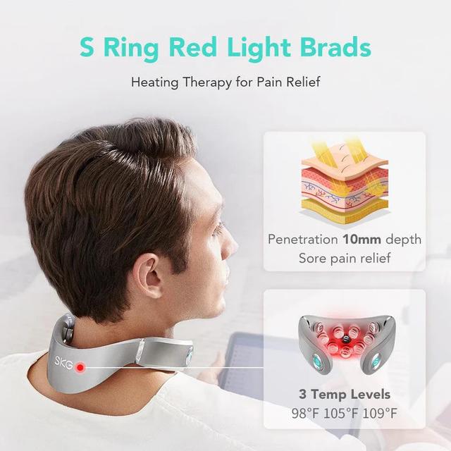 SKG Neck Massager with Heat, Cordless Deep Tissue Vibration Infrared Neck Massager for Pain Relief, G7 PRO Portable Electric Cervical Massager 9D Neck Relaxer  - SW1hZ2U6OTU2NDE5