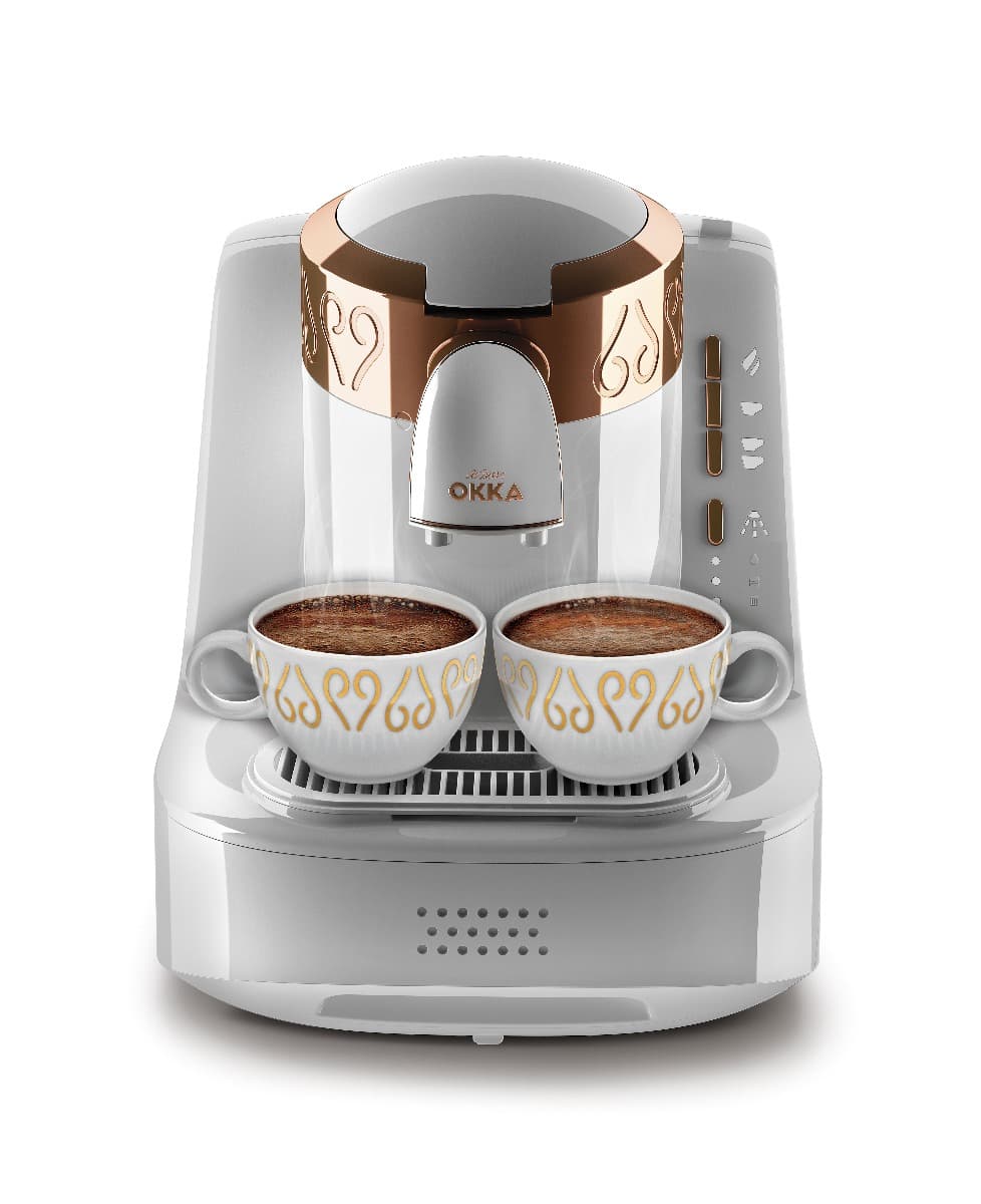 okka Arzum OKKA Turkish Coffee Maker, White & Copper, OK001W