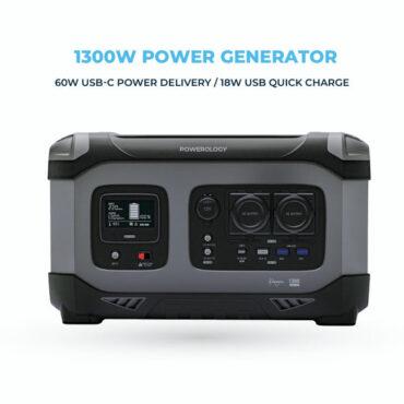 بطارية متنقلة للرحلات باورولوجي 1300 واط سعة 392000 مللي أمبير Powerology 392000mAh Power Generator