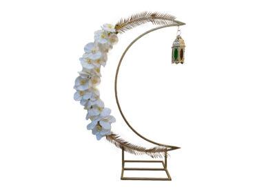 ديكور فانوس رمضان على شكل هلال مع إضاءة حجم كبير Crescent Moon Decorations