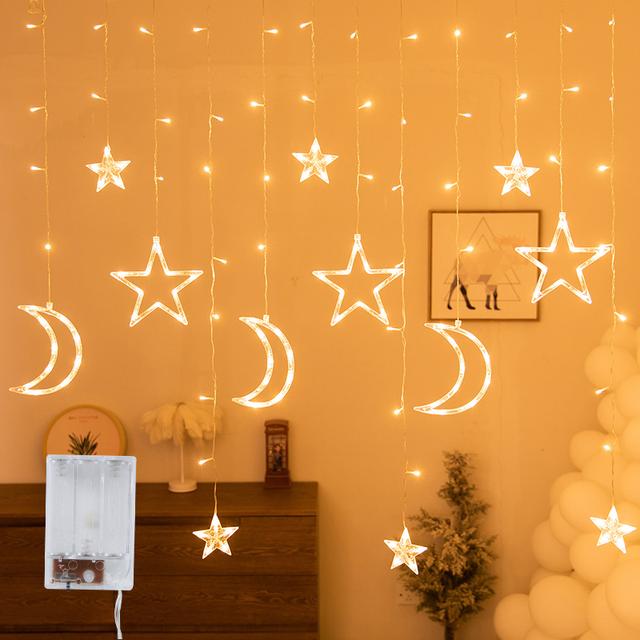 زينة رمضان للبيت مع إضاءة 5 متر Toby's Ramadan Moon Star Led Decor Light - SW1hZ2U6OTg3NzQ1
