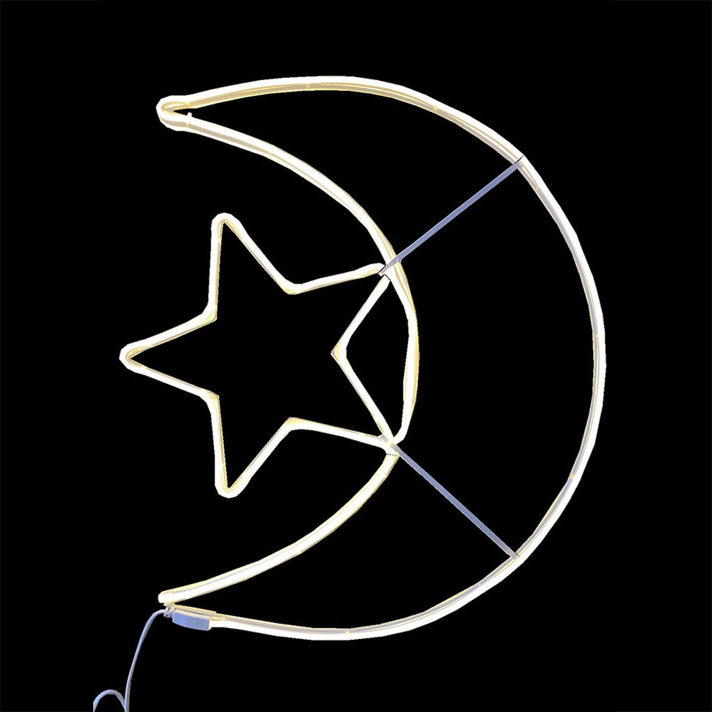 اضاءة هلال رمضان زينة للتعليق Ramadan Hanging Decoration Neon Moon Lantern - 2}