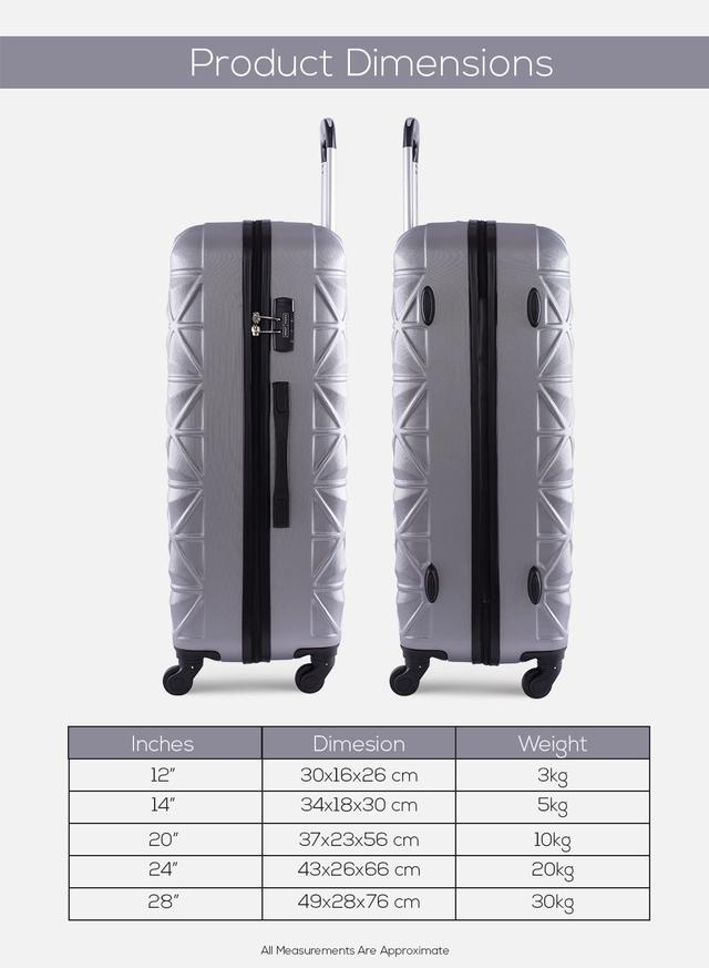 Para John 5-Pieces Hardside Travel Trolley Luggage Bag Set - SW1hZ2U6MTIxOTk5NA==