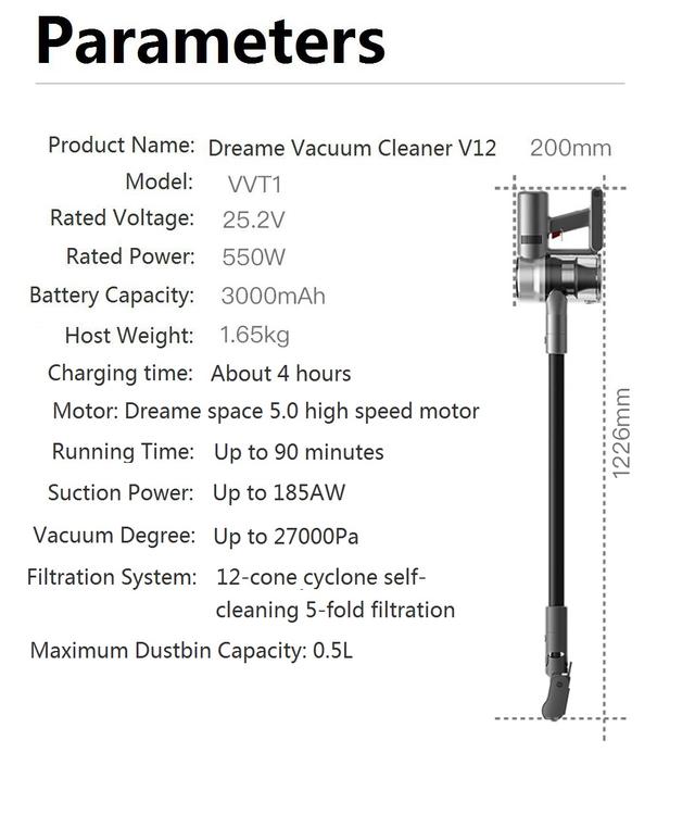 مكنسة كهربائية لاسلكية دريمي 3000 مللي أمبير Dreame V12 Cordless Vacuum Cleaner - SW1hZ2U6MTI3OTAyNg==