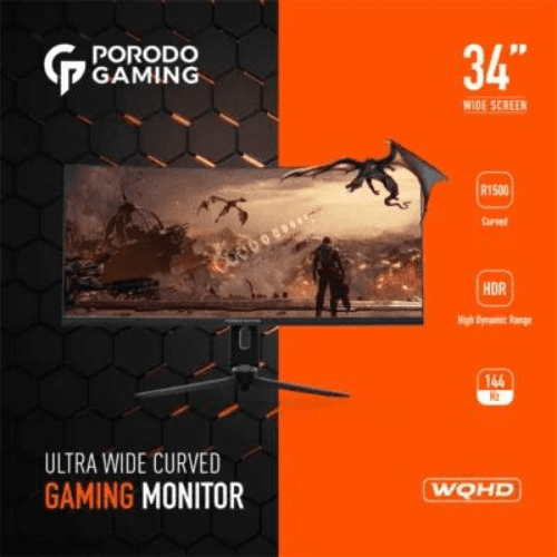 شاشة قيمنق منحنية 34 بوصة 144 هرتز بورودو Porodo Gaming Ultra Wide-Curved Monitor - SW1hZ2U6MTA4ODI0MA==
