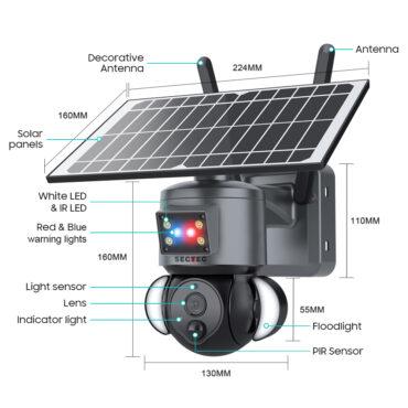 كاميرا مراقبة خارجية بالطاقة الشمسية 360 درجة Wireless PTZ Solar Security Camera 4G