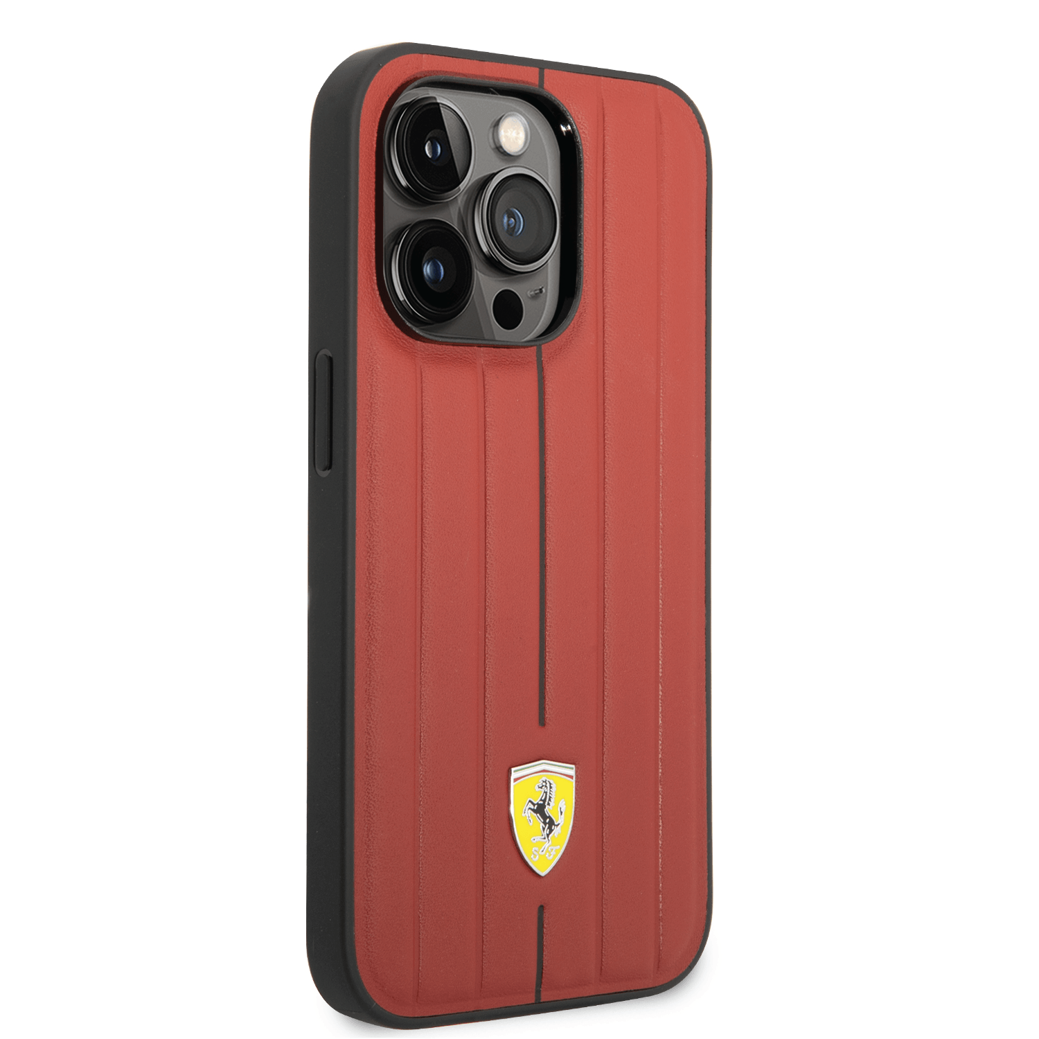 كفر ايفون 14 برو جلد فيراري أحمر Ferrari Leather Case With Embossed Stripes