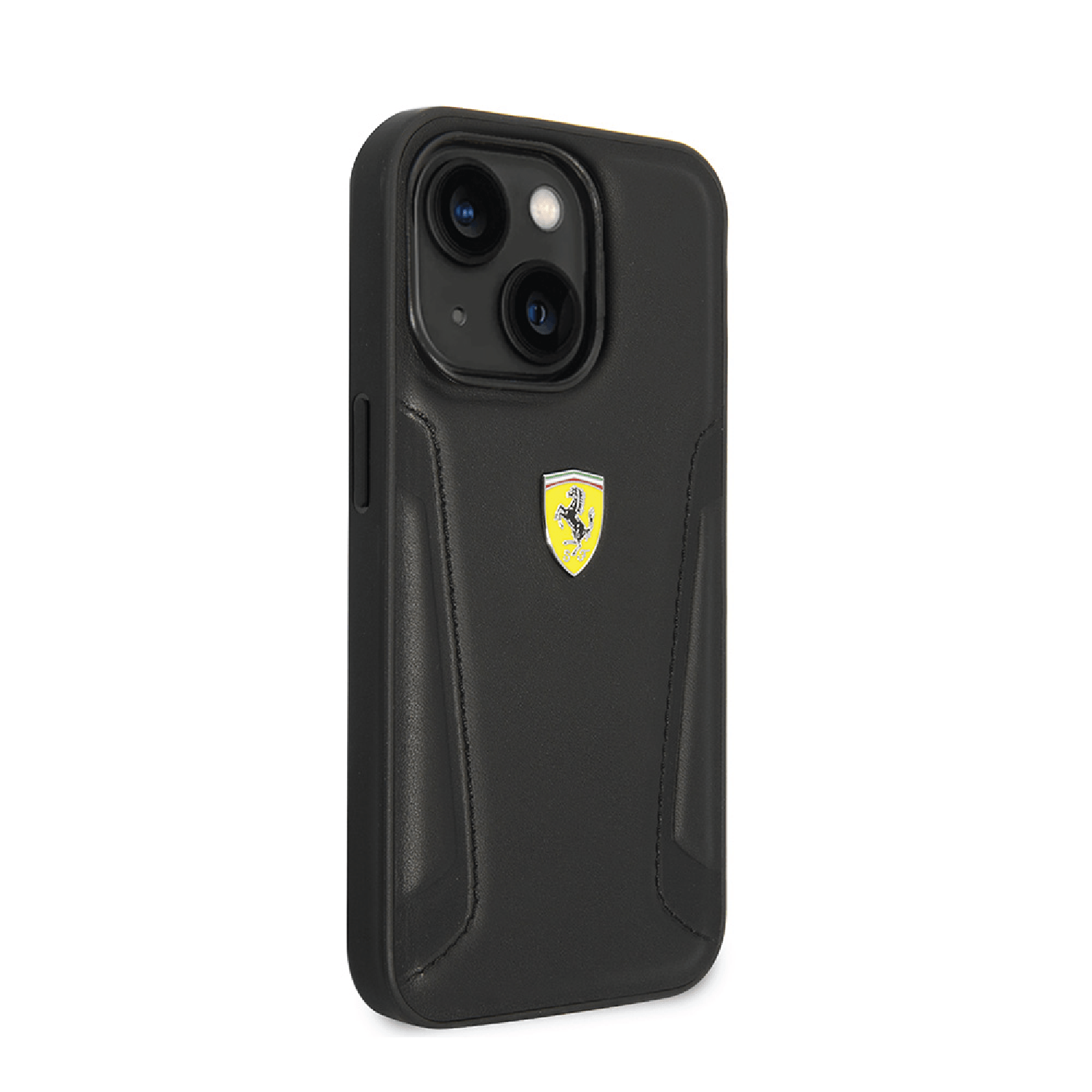 كفر ايفون 14 بلس جلد فيراري أسود Ferrari Leather Case With Embossed Stripes