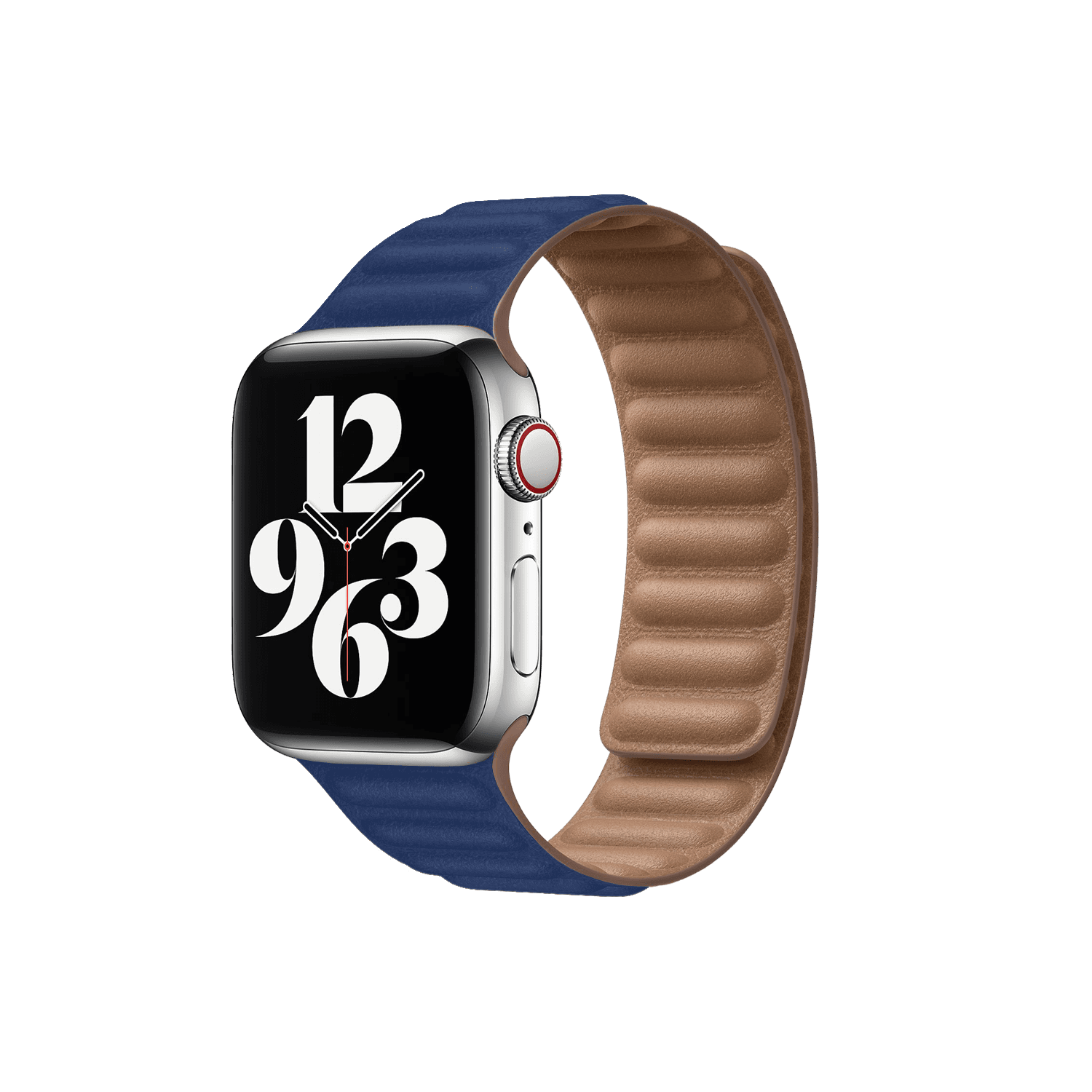 سوار ساعة ابل جلد 42/44/45 أزرق جرين ليون Green Leather Link Watch Strap for Apple Watch 42/44/45MM Deep Blue - cG9zdDoxMzcwODAw