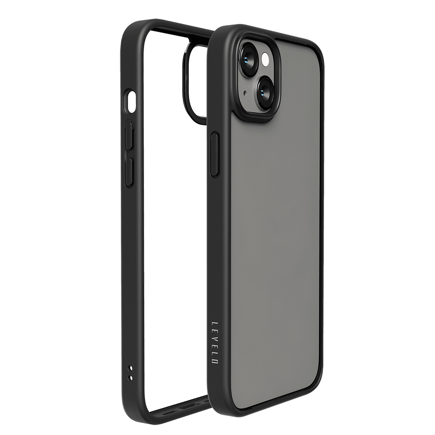كفر ايفون لجوال ايفون 14 بلاس بلون شفاف وأسود ليفيلو  Levelo Solo iPhone 14 Plus Clear Back Case Black - cG9zdDoxMzk0MzI1