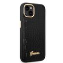 Guess Pu Croco Case With Metal Camera Outline For iPhone 14 Plus - Black [ GUHCP14MHGCRHK ] - SW1hZ2U6MTM4NjM2MA==