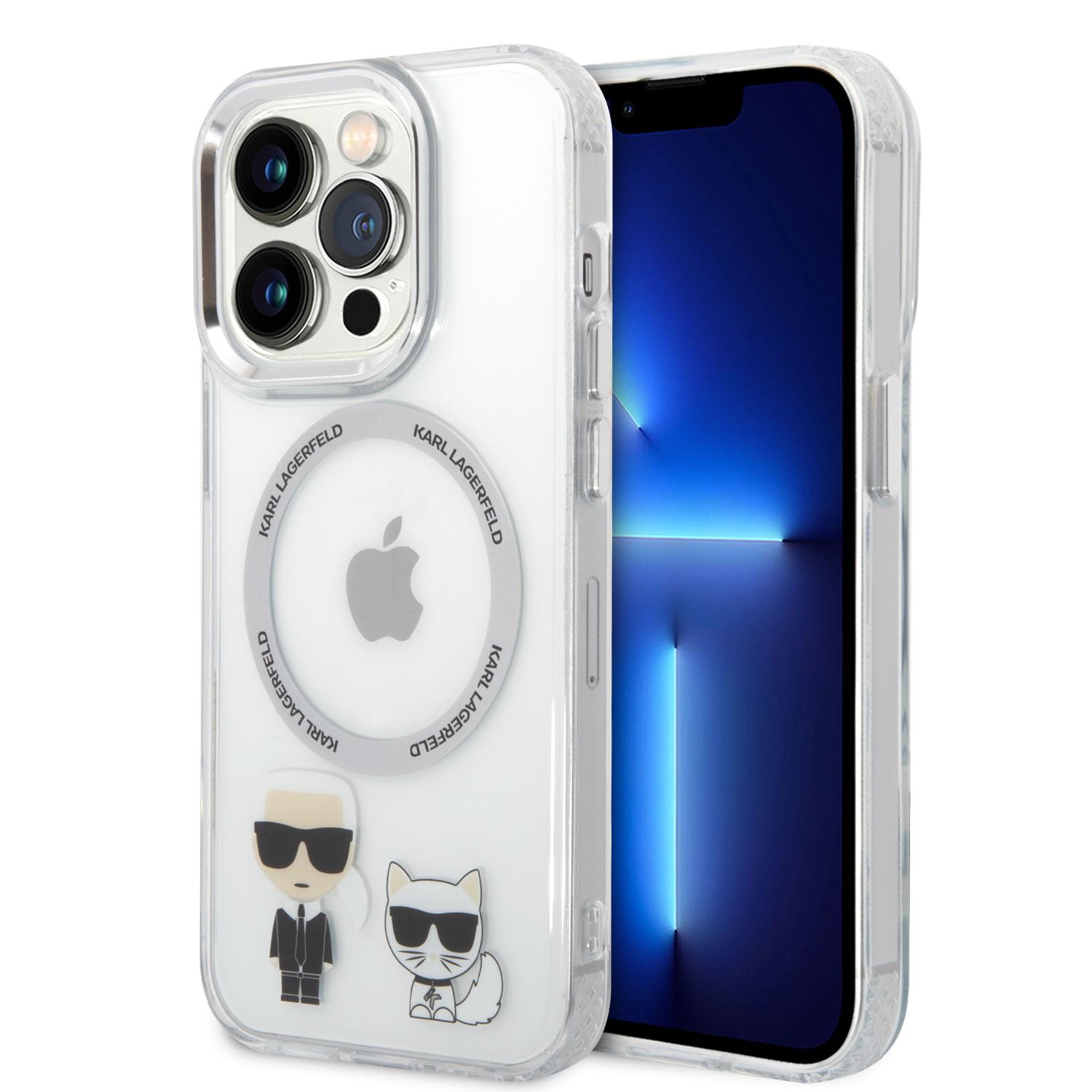 كفر جوال ايفون 14 برو ماكس ماغ سيف شفاف لون أبيض من كارل لاغرفيلد Karl Lagerfeld Magsafe PC TPU Case With Ring iPhone 14 Pro Max - cG9zdDoxMzkxMDAz