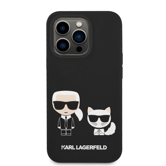 كفر جوال ايفون 14 برو ماكس سيليكون ناعم لون أسود من كارل لاغرفيلد Karl Lagerfeld Liquid Silicone Karl & Choupette Case for iPhone 14 Pro Max - SW1hZ2U6MTM5MTA3MQ==
