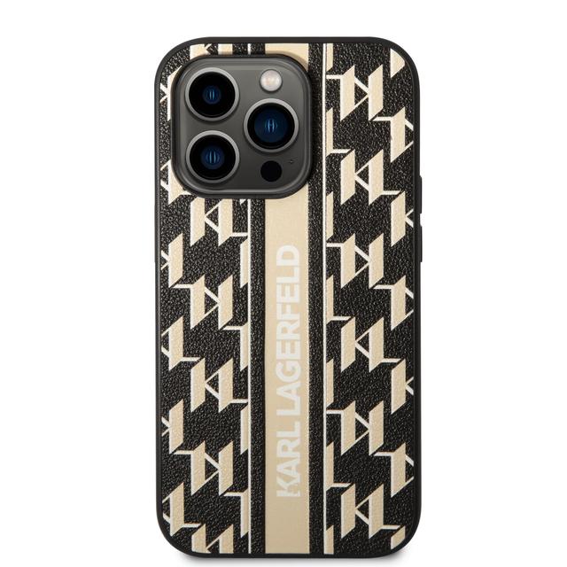 كفر جوال ايفون 14 برو ماكس جلدي لون بني من كارل لاغرفيلد Karl Lagerfeld Grained PU Leather Case With Monogram Pattern & Vertical Logo Stripe iPhone 14 Pro Max - SW1hZ2U6MTM5MTIzOQ==