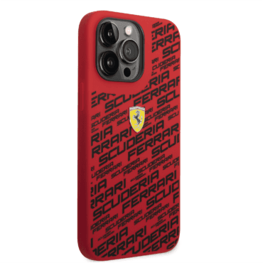 كفر ايفون 14 برو سيلكون فيراري سكوديرا أحمر Ferrari Liquid Silicone Case All Over Printed Scuderia